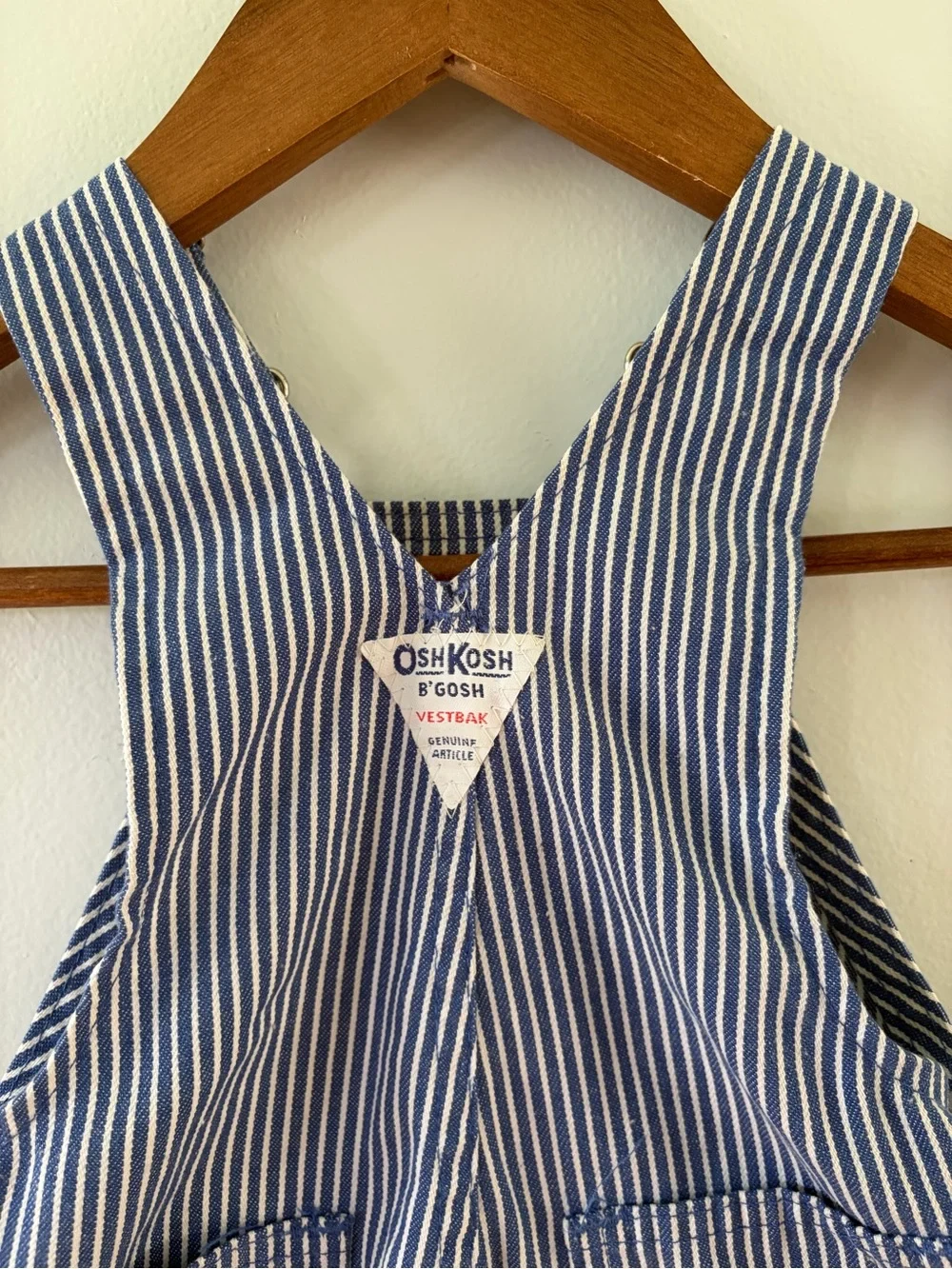 Vintage Toddler OshKosh Striped Railroad Baby Denim Overall Bibs